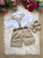 Conjunto Miss Cherry Meninos Social Shorts Ravi Bege Modelo 2