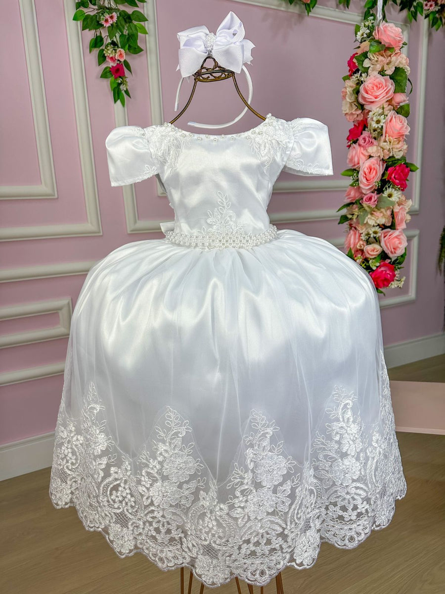 Vestido Enjoy Longo Dani Branco Rendado