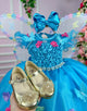 Vestido Princesa Belli Bia Jardim Encantado Azul Tiffany