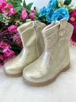 Bota/ Coturno Flor Di Mila Boiadeira Texana Liz Dourado