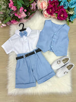 Conjunto Social Miss Cherry Leandro Colete Azul Bebe