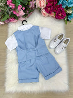 Conjunto Social Miss Cherry Leandro Colete Azul Bebe