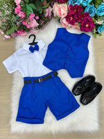 Conjunto Social Miss Cherry Leandro Colete Azul Royal
