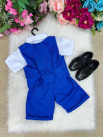 Conjunto Social Miss Cherry Leandro Colete Azul Royal