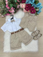 Conjunto Social Miss Cherry Leandro Colete Bege