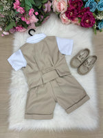Conjunto Social Miss Cherry Leandro Colete Bege