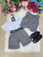 Conjunto Social Miss Cherry Leandro Colete Cinza Grafite