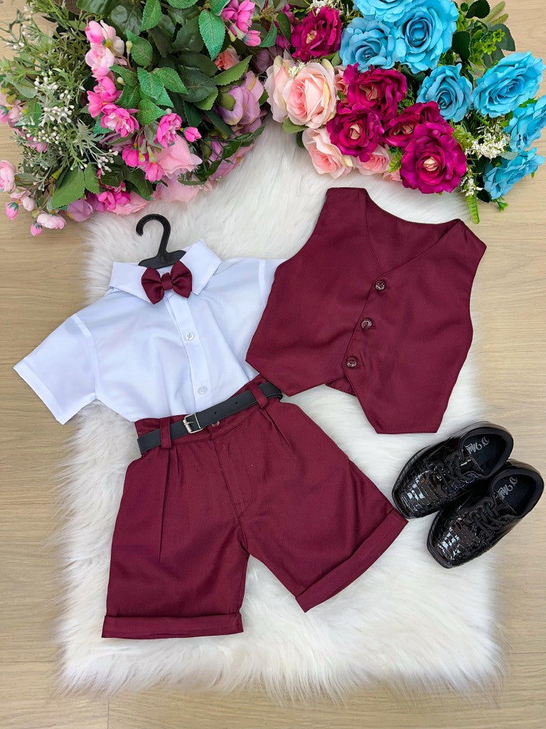 Conjunto Social Miss Cherry Leandro Colete Marsala