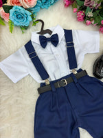 Conjunto Miss Cherry Meninos Social Shorts Ravi Azul Marinho