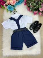 Conjunto Miss Cherry Meninos Social Shorts Ravi Azul Marinho