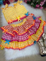 Conjunto Junino Banana Club Luxo Sofia Xadrez Amarelo