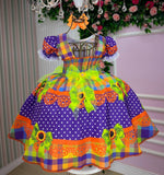 Vestido Marie Junino Luxo Arraia do Coração Roxo
