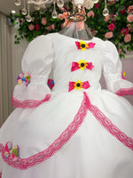 Vestido Junino Banana Club Luxo Noiva/Noivinha Lacinhos Branco