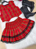 Conjunto Junino Miss Cherry Melissa Xadrez Vermelho