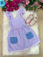 Vestido Banana Club Celine Lilas Listrado