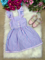 Vestido Banana Club Celine Lilas Listrado