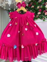 Vestido Vila Lele Jardim das Borboletas Baby Liz Pink