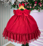 Vestido Vila Lele Jardim das Borboletas Baby Liz Vermelho