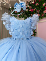 Vestido Infantil Menina Bonita Angelie Azul Bebe