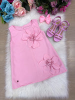 Vestido Blogueirinha Jojo Flor Rosa Bebe