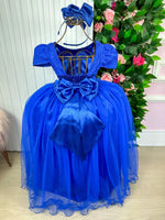 Vestido Enjoy Longo Laura Peito rendado Azul Royal