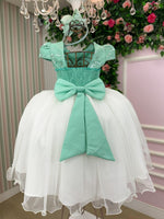 Vestido Juvenil - Midi Vila Lele Sabrina Verde Oliva e Off