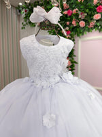 Vestido Vila Lele Bebe Sarah Flores Branco