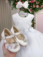 Vestido Vila Lele Bebe Sarah Flores Branco
