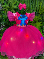 Vestido Tematicos Ysa Kids Lilo Stitch Pink com Led