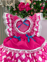 Vestido Bella Child Junino Quermesse do Coração Pink