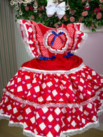 Vestido Bella Child Junino Quermesse do Coração Vermelho