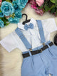 Conjunto Miss Cherry Meninos Social Shorts Ravi Azul Claro