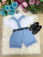 Conjunto Miss Cherry Meninos Social Shorts Ravi Azul Claro