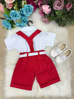Conjunto Miss Cherry Meninos Social Shorts Ravi Vermelho