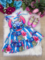 Vestido Temáticos Ysa Kids Stitch Azul