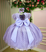 Vestido Marie Lilás Bolinhas