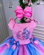 Vestido Tematico Luxo Stitch e Angel Rosa