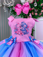Vestido Tematico Luxo Stitch e Angel Rosa