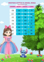 Vestido Tematico Luxo Stitch e Angel Rosa