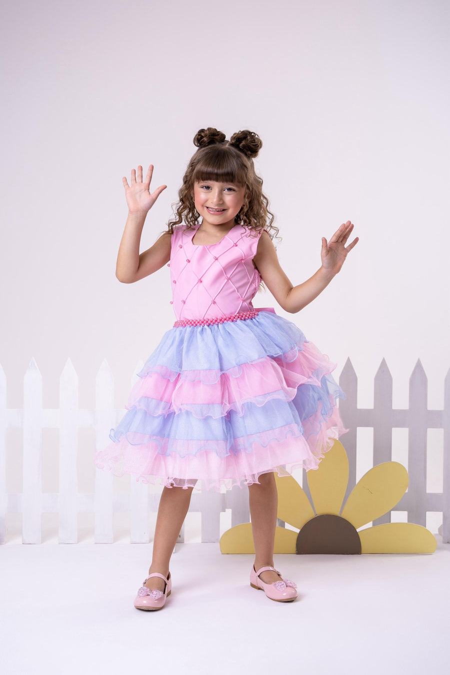 Vestido Ysa Kids Lauren Rosa - Colorido - Candy
