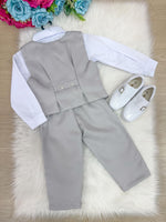 Conjunto Miss Cherry Social Leonardo Colete Cinza Claro