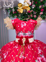 Vestido Marie Natalia Flores Vermelho - Natal