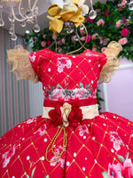 Vestido Marie Natalia Flores Vermelho - Natal