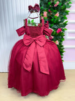 Vestido Banana Club Longo Doce Elegancia Marsala