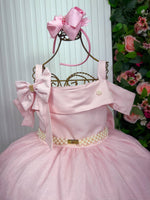 Vestido Banana Club Longo Doce Elegancia Rosa Bebe