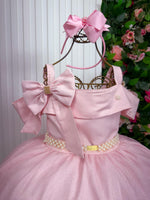 Vestido Banana Club Longo Doce Elegancia Rosa Bebe