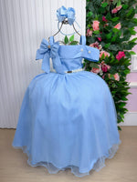 Vestido Banana Club Longo Doce Elegancia Azul Bebe