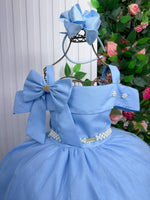 Vestido Banana Club Longo Doce Elegancia Azul Bebe