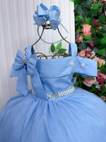 Vestido Banana Club Longo Doce Elegancia Azul Bebe