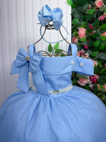Vestido Banana Club Longo Doce Elegancia Azul Bebe